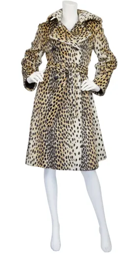 1960s Leopard Print Faux Fur Double-Breasted Coat