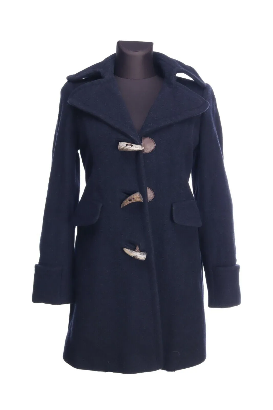 ALL SAINTS Black Alpaca Wool Duffle Queensbury Coat Size 10
