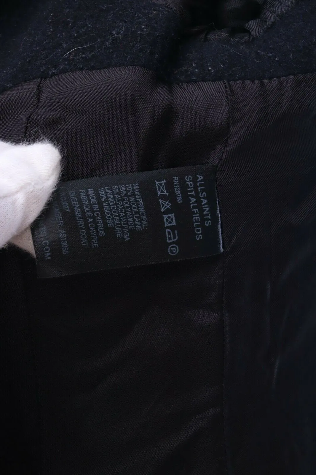 ALL SAINTS Black Alpaca Wool Duffle Queensbury Coat Size 10