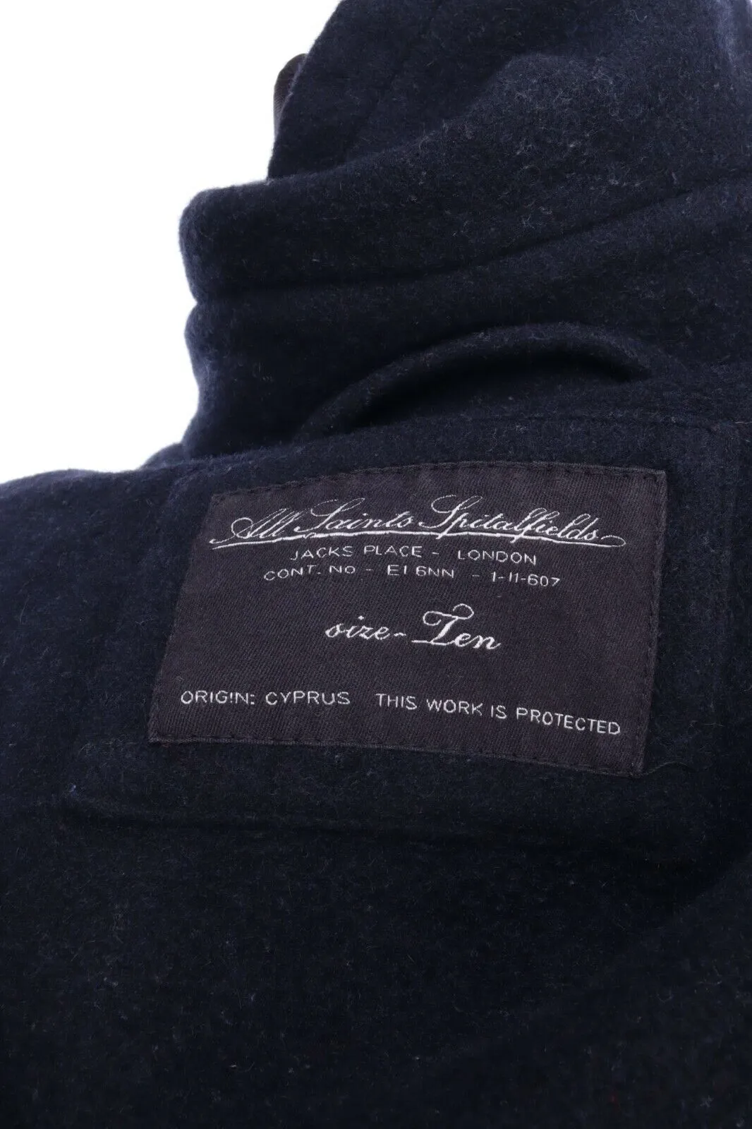 ALL SAINTS Black Alpaca Wool Duffle Queensbury Coat Size 10