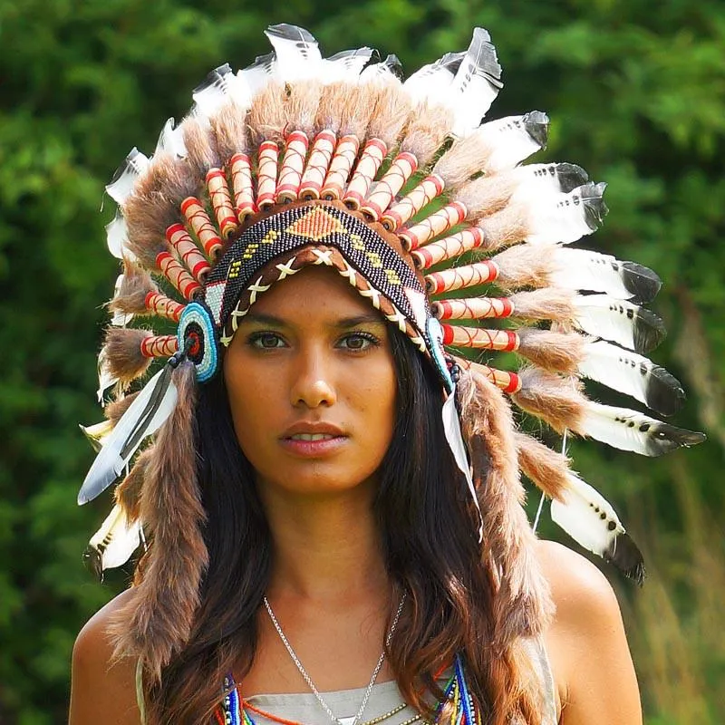 Black Dotted White Chief Headdress - 65cm