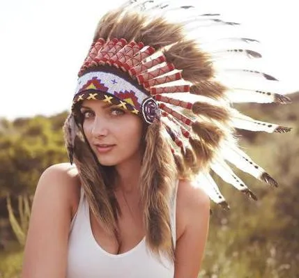 Black Dotted White Chief Headdress - 65cm
