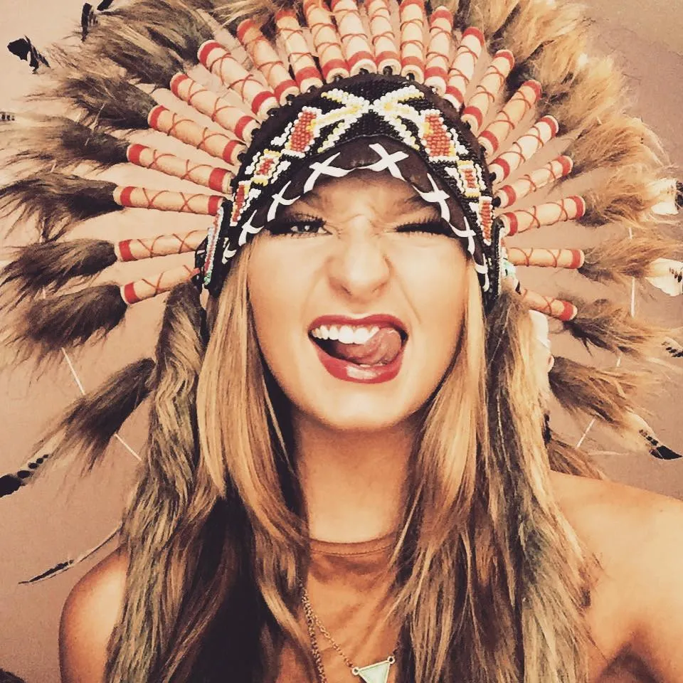 Black Dotted White Chief Headdress - 65cm