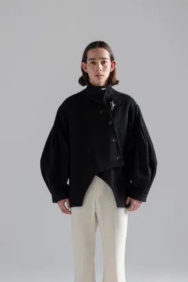 【BLACK LIMITED COLLECTION】Bias Cut Short Duffle Coat