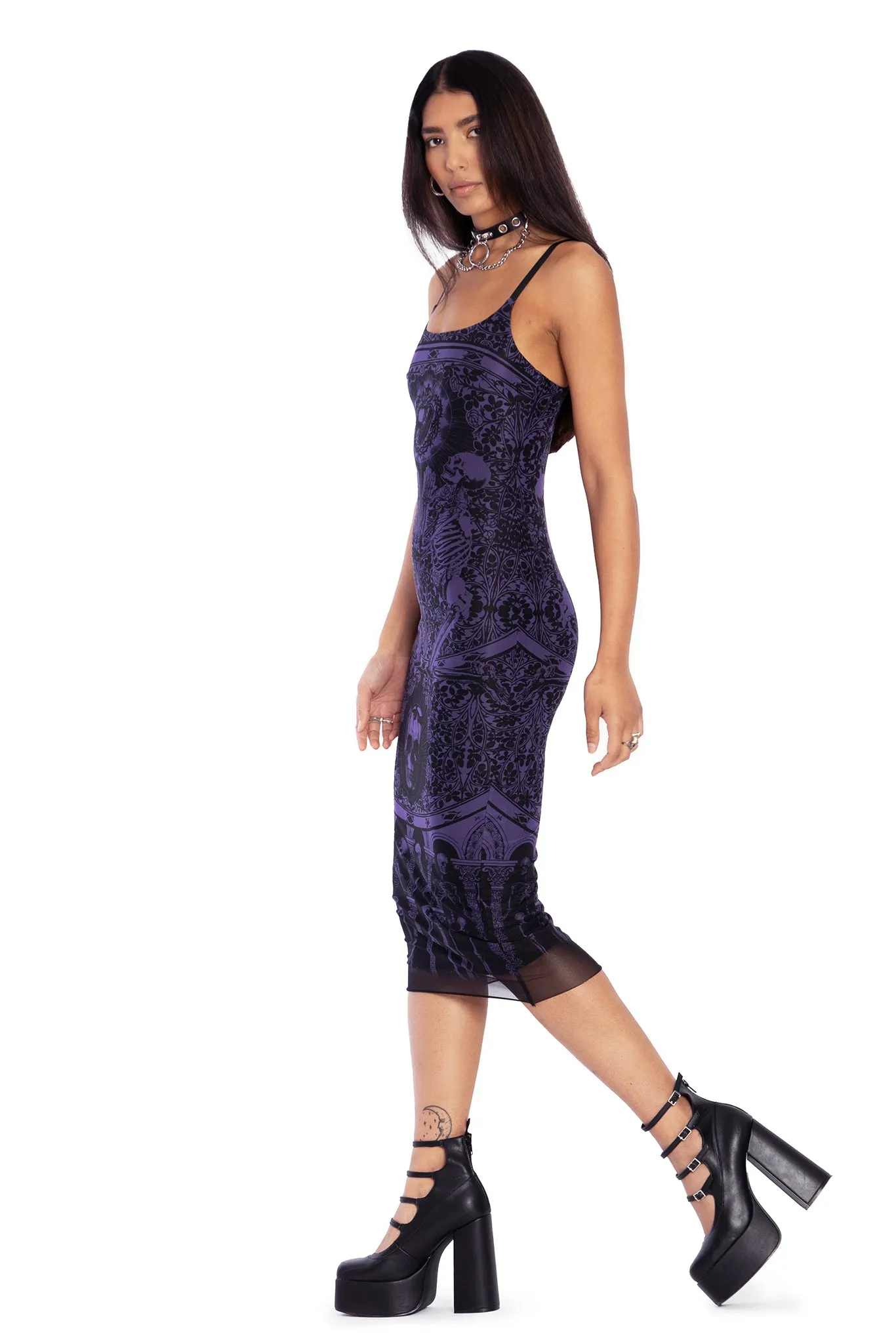 Blood Sacrifice Purple Sheer Bodycon Slip Dress