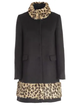 Blugirl Leopard Print Trim Coat