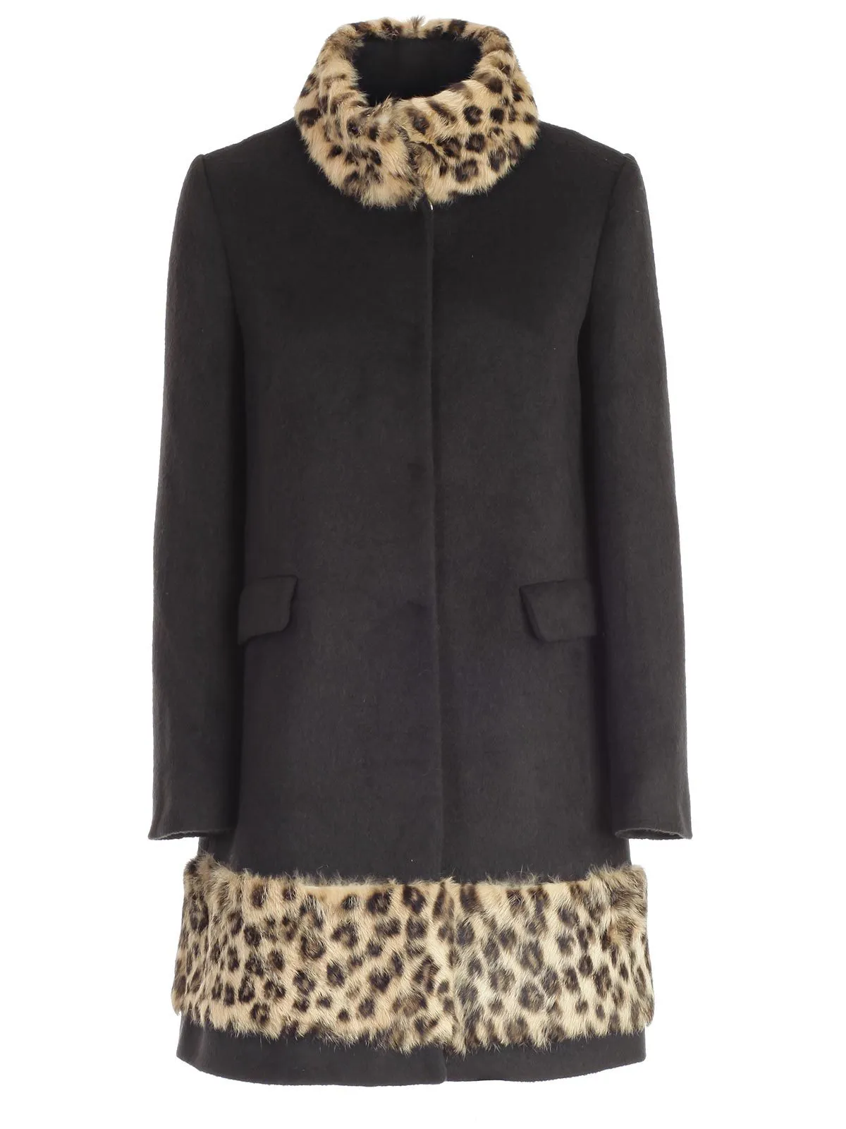 Blugirl Leopard Print Trim Coat