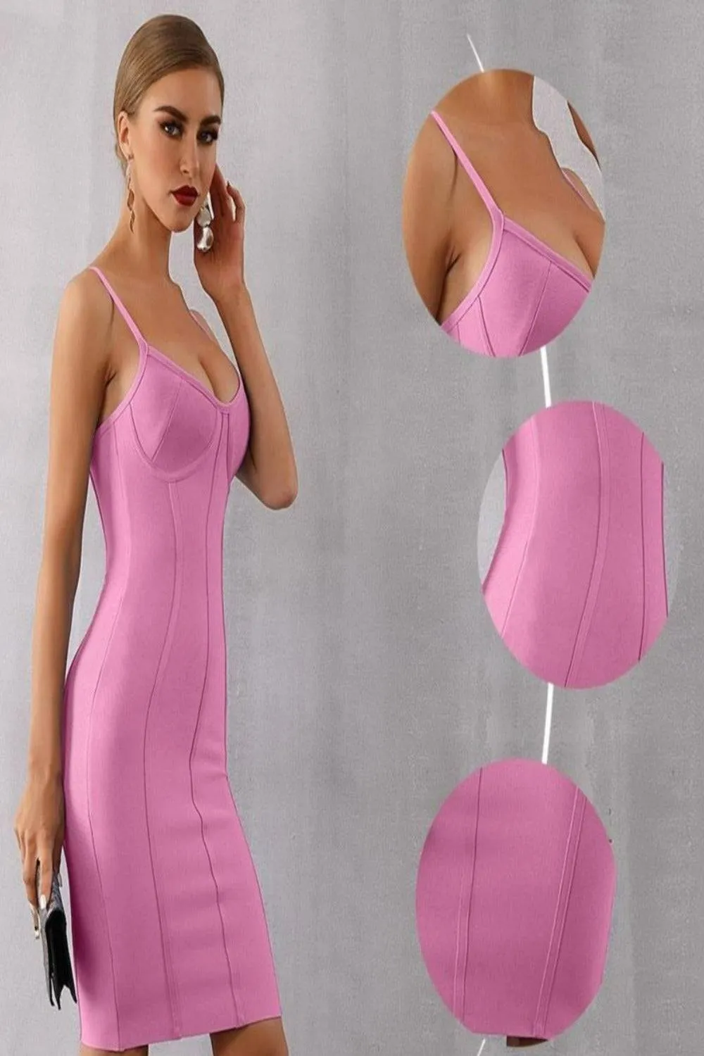 Body Contour Bustier Bodycon above knee Pink Dress