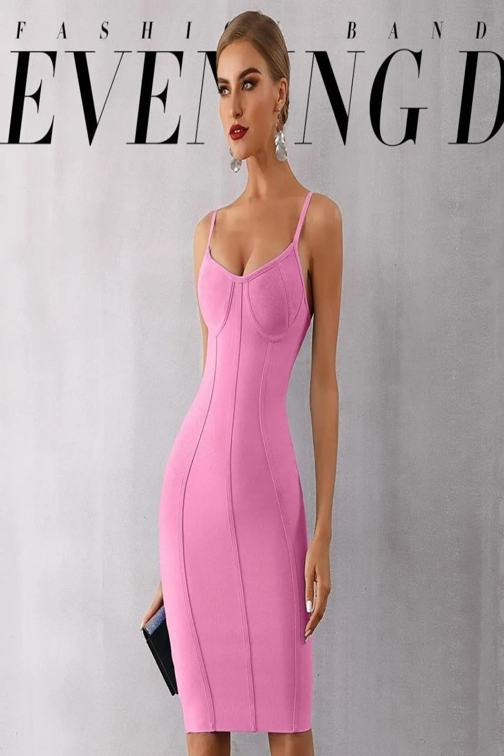 Body Contour Bustier Bodycon above knee Pink Dress
