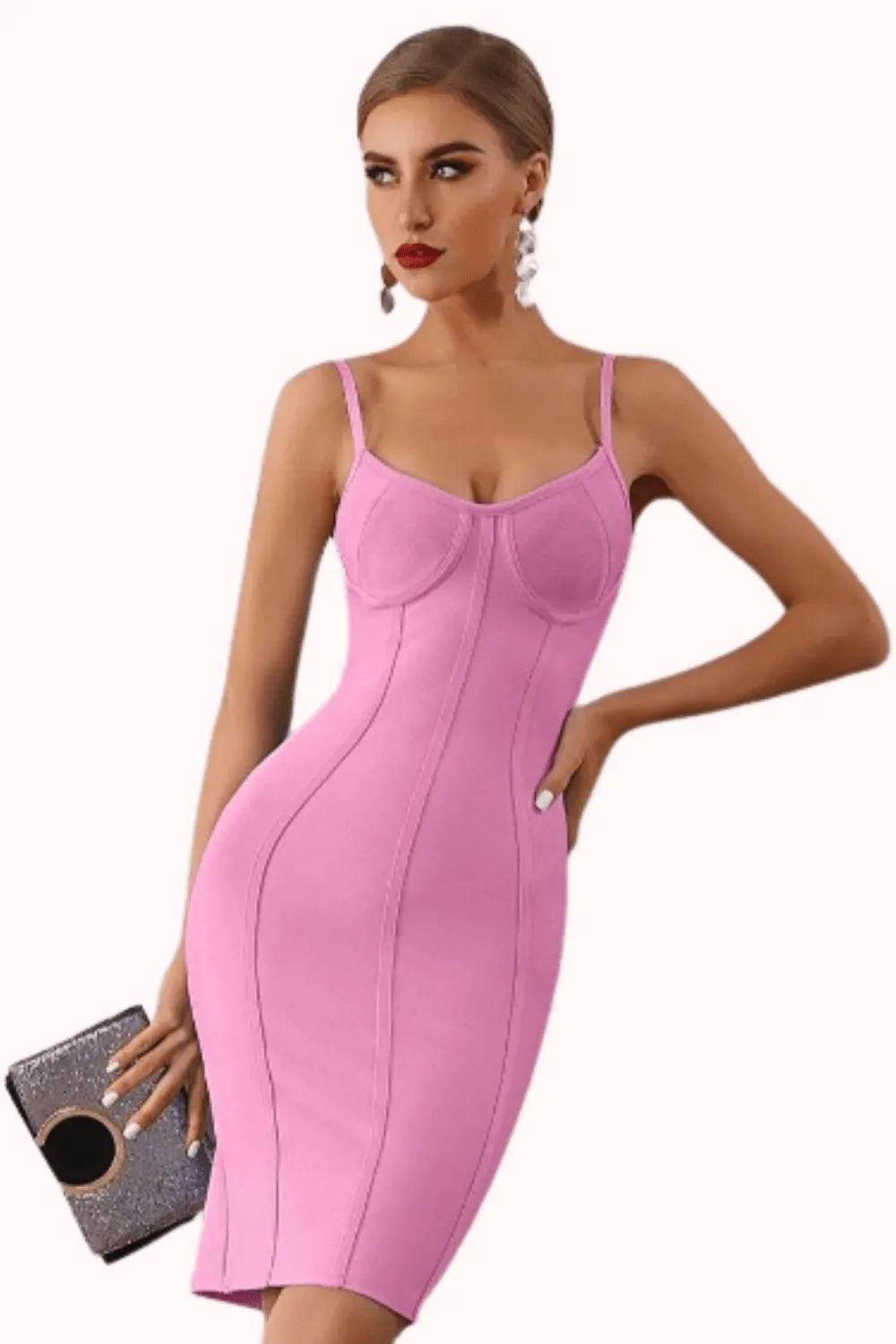 Body Contour Bustier Bodycon above knee Pink Dress