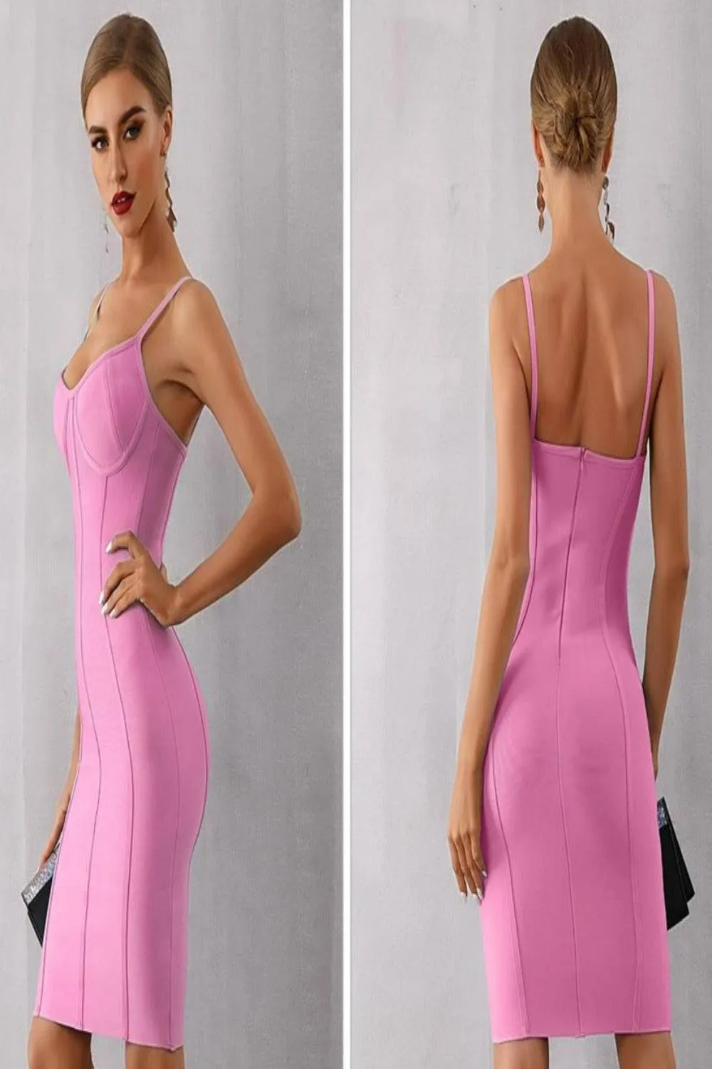 Body Contour Bustier Bodycon above knee Pink Dress