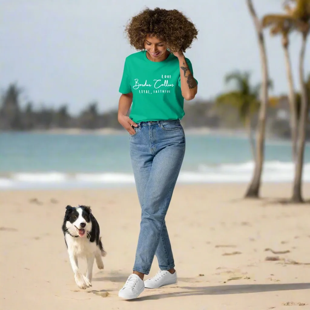 Border Collie print, organic cotton t-shirt