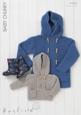 Boys Garter-Stitch Duffle Coat In Hayfield Baby Chunky (4486)