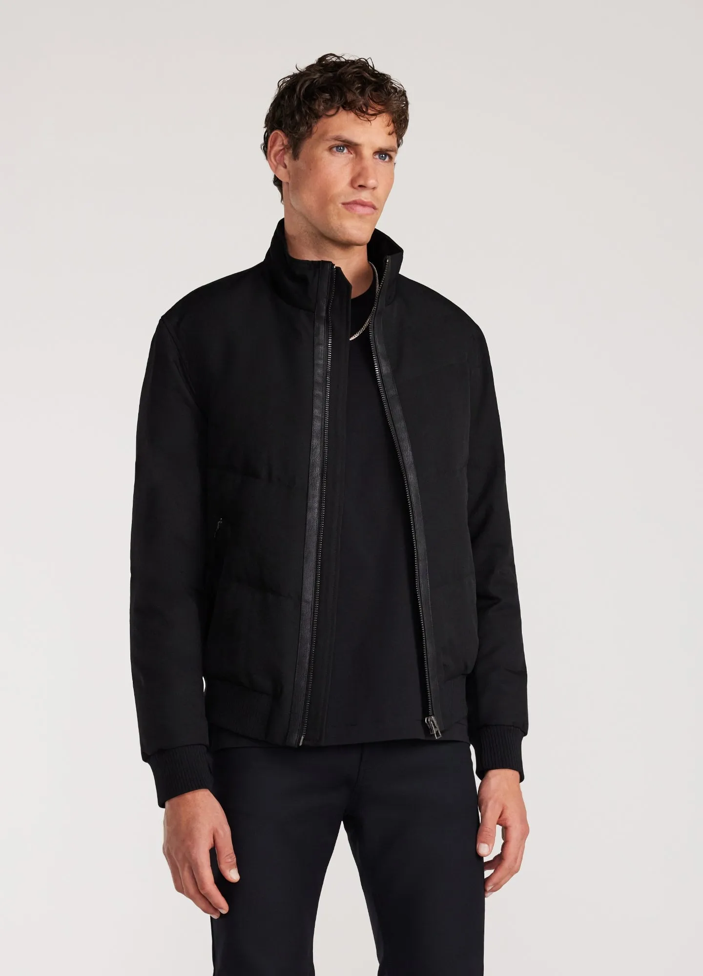 Contrast Trim Down Puffer Jacket Black