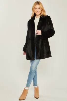Cozy Solid Relaxed Collar Teddy Coat