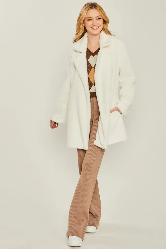 Cozy Solid Relaxed Collar Teddy Coat