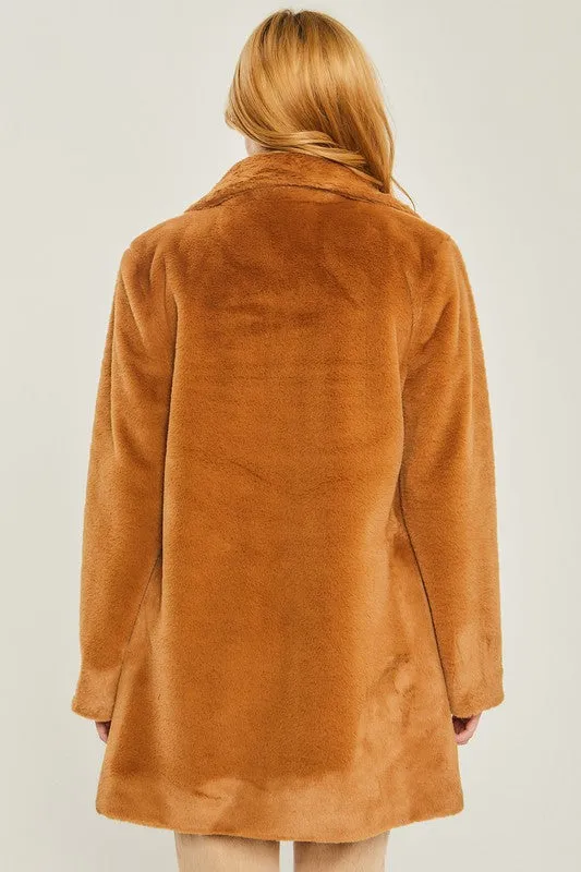 Cozy Solid Relaxed Collar Teddy Coat