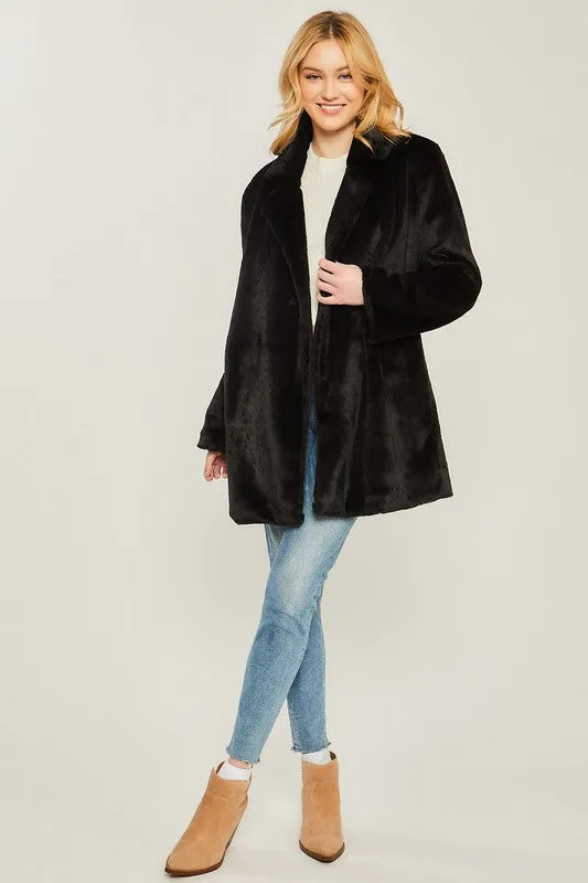 Cozy Solid Relaxed Collar Teddy Coat