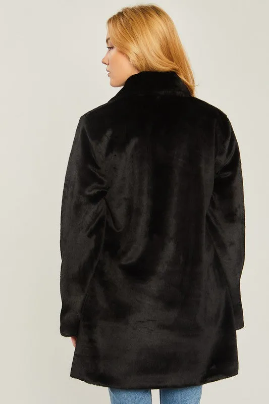 Cozy Solid Relaxed Collar Teddy Coat