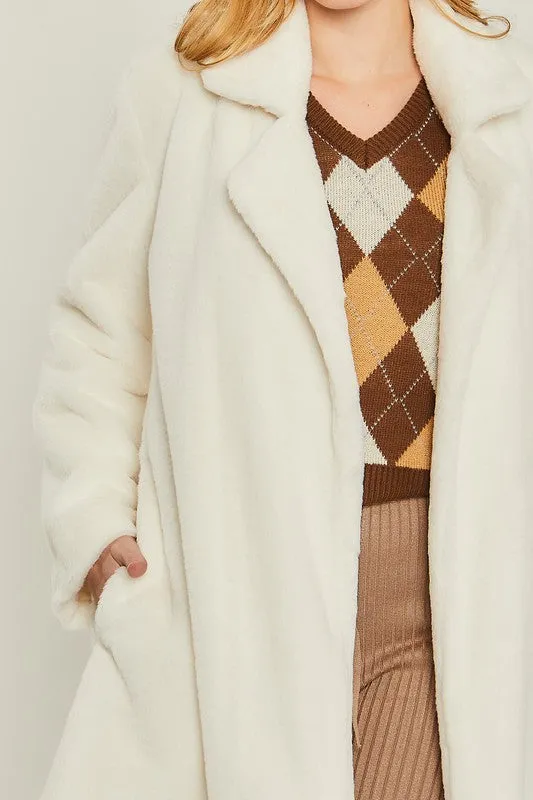 Cozy Solid Relaxed Collar Teddy Coat