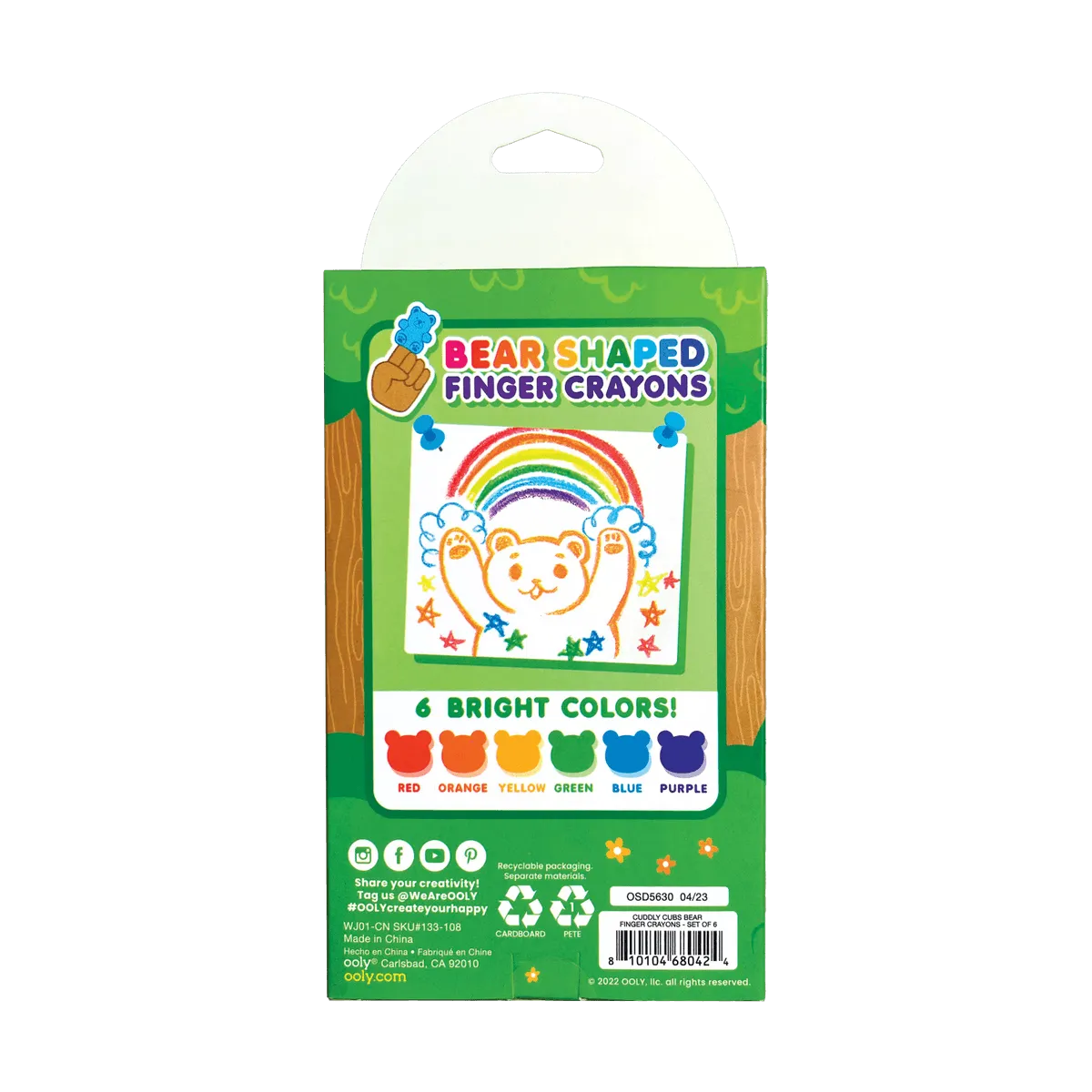 Cuddly Cubs Bear Finger Crayons - Set of 6 by OOLY