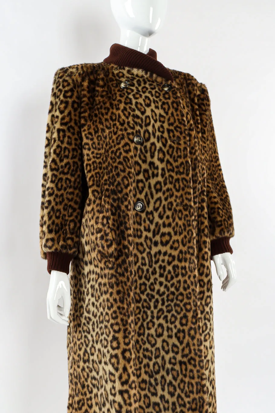 Faux Fur Leopard Wool Coat