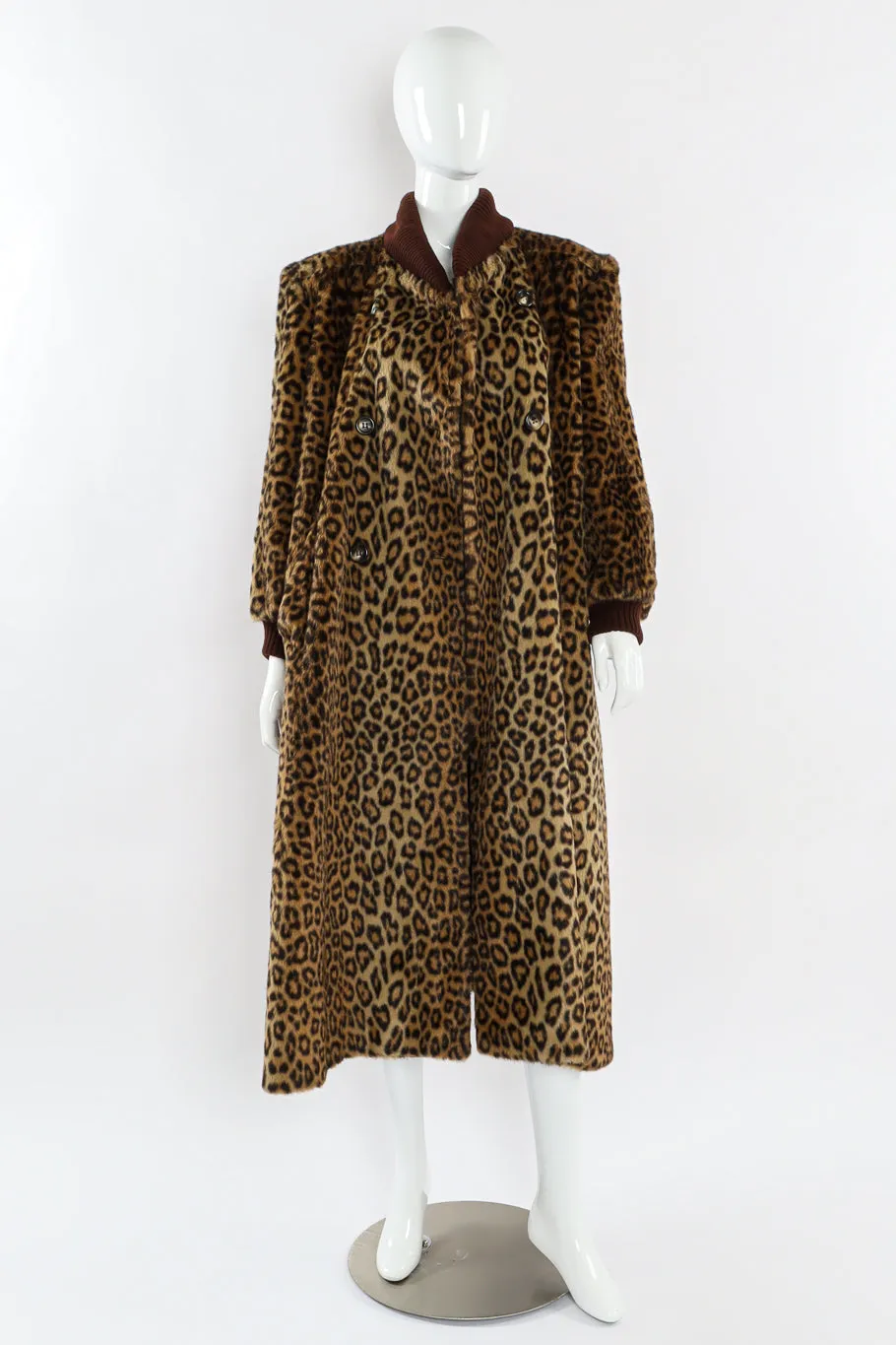 Faux Fur Leopard Wool Coat
