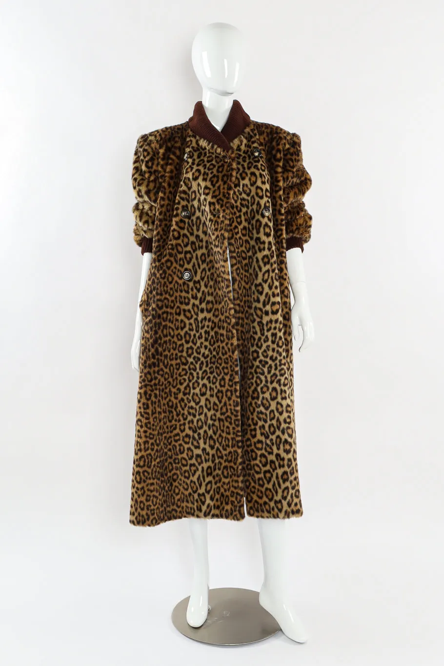 Faux Fur Leopard Wool Coat