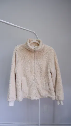 J Crew Cream Teddy Bomber - L