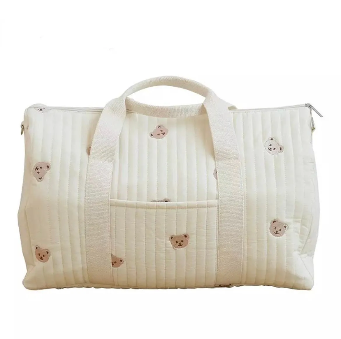 Large Nappy Bag , Embroidered and Quilted Diaper Bag