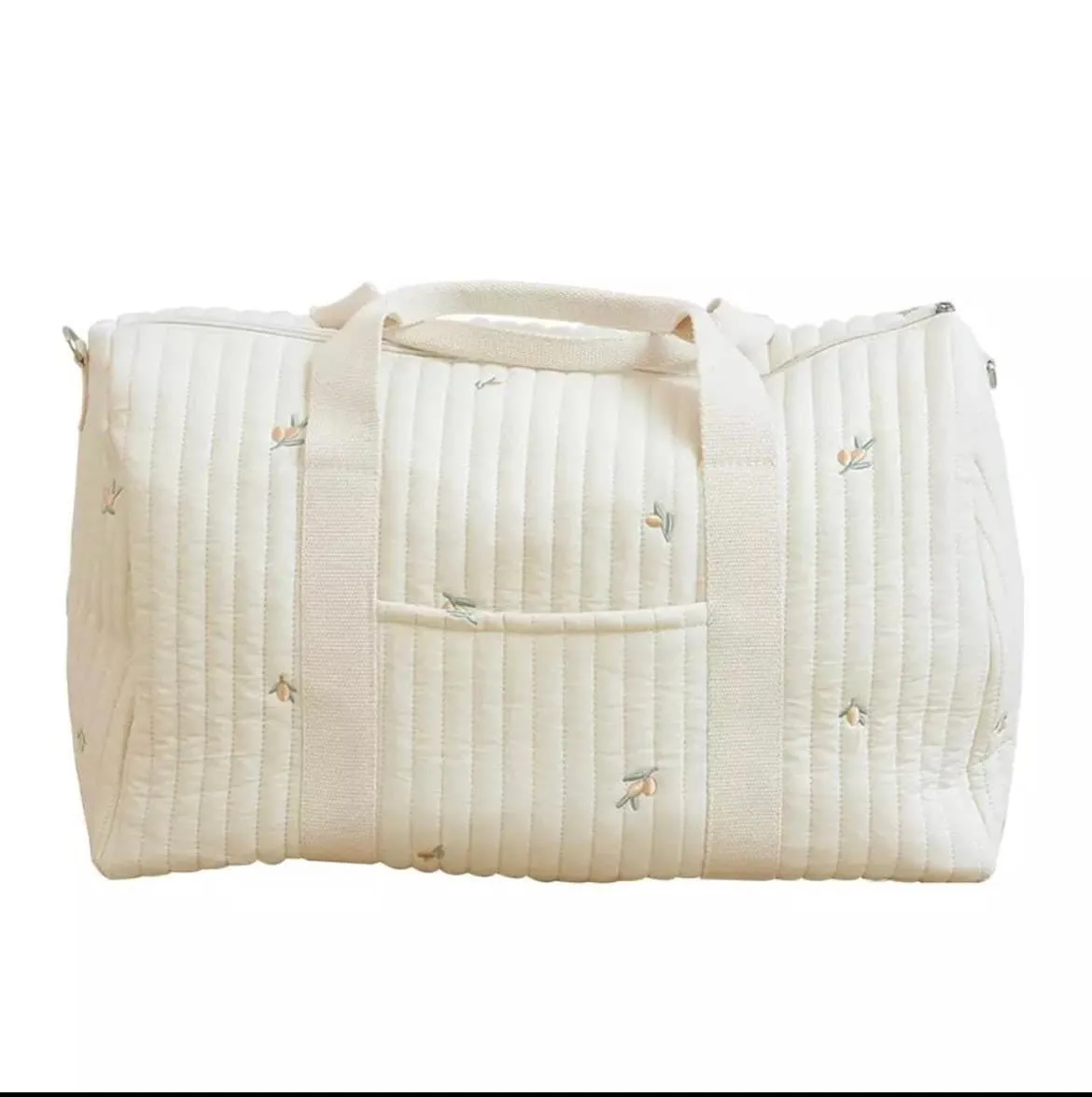 Large Nappy Bag , Embroidered and Quilted Diaper Bag