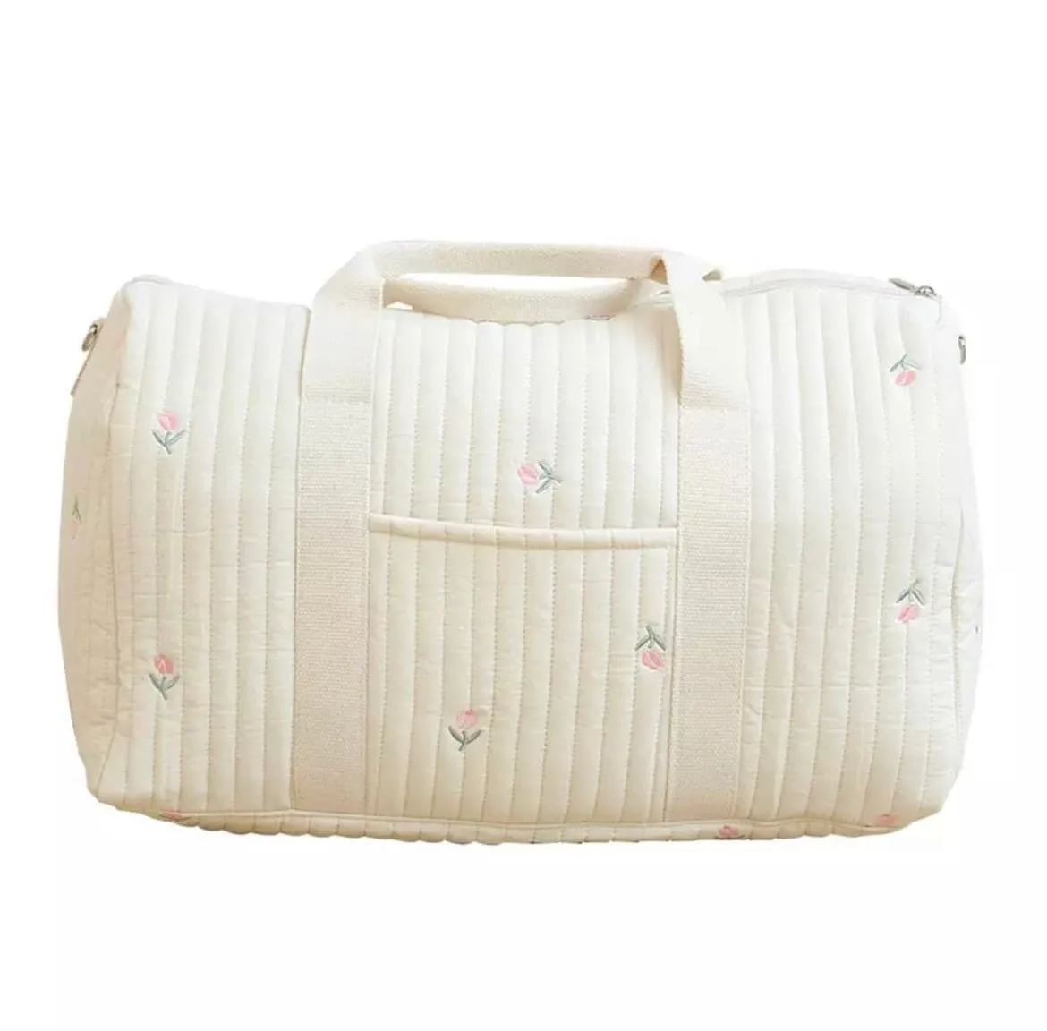 Large Nappy Bag , Embroidered and Quilted Diaper Bag