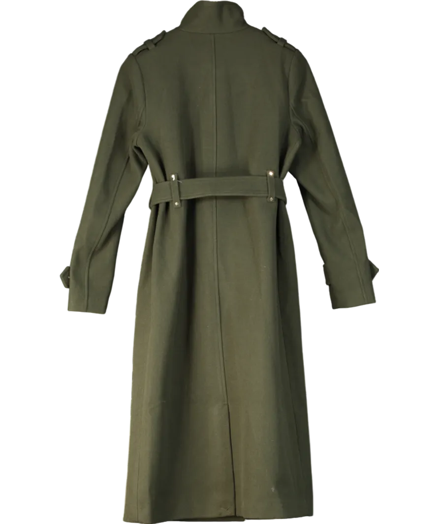 lipsy london Green Funnel Neck Belted Longline Coat UK 8