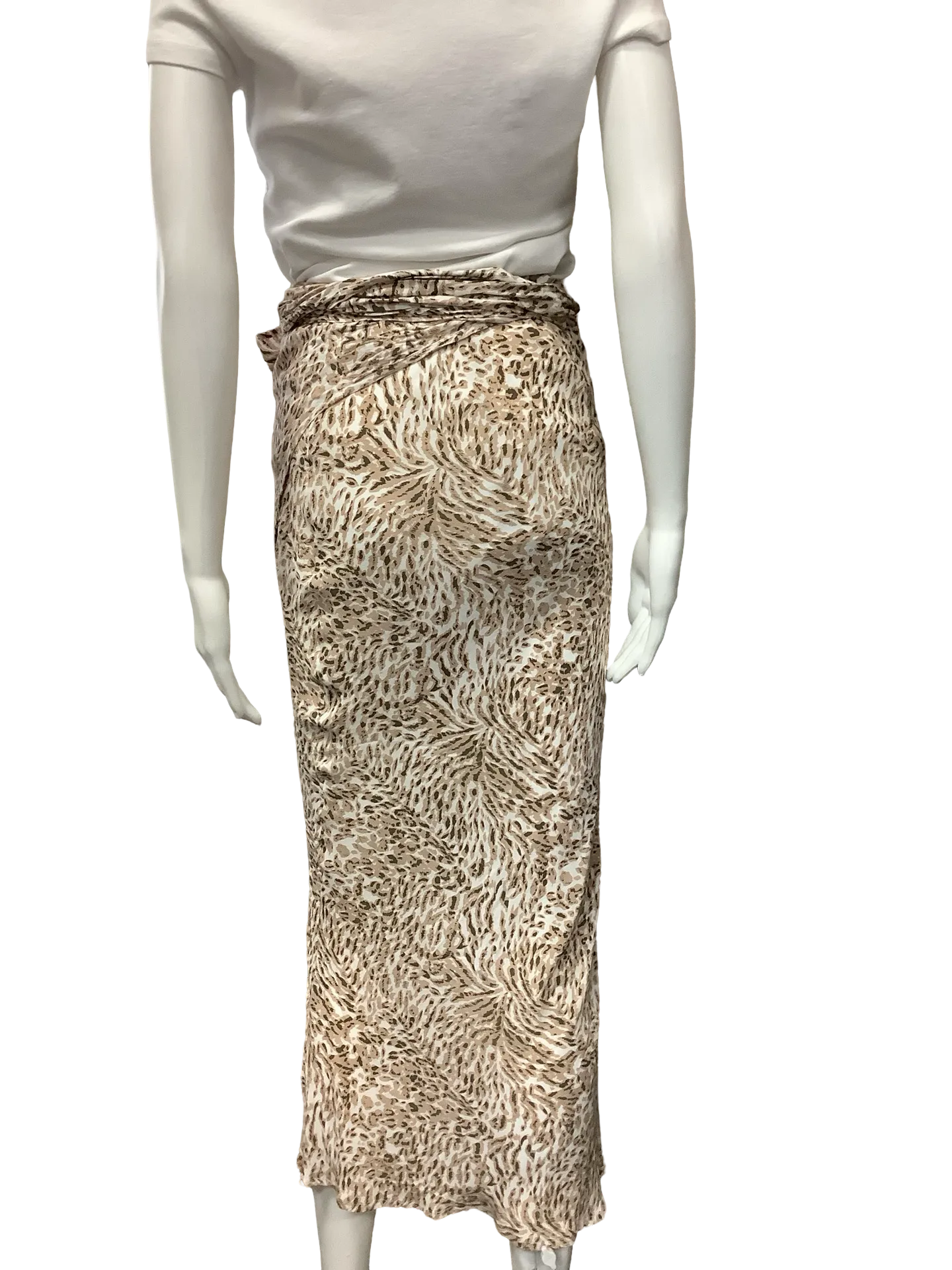 Lusana Marilyn Skirt Midi Length Wrap Animal Print W/Tags Size S