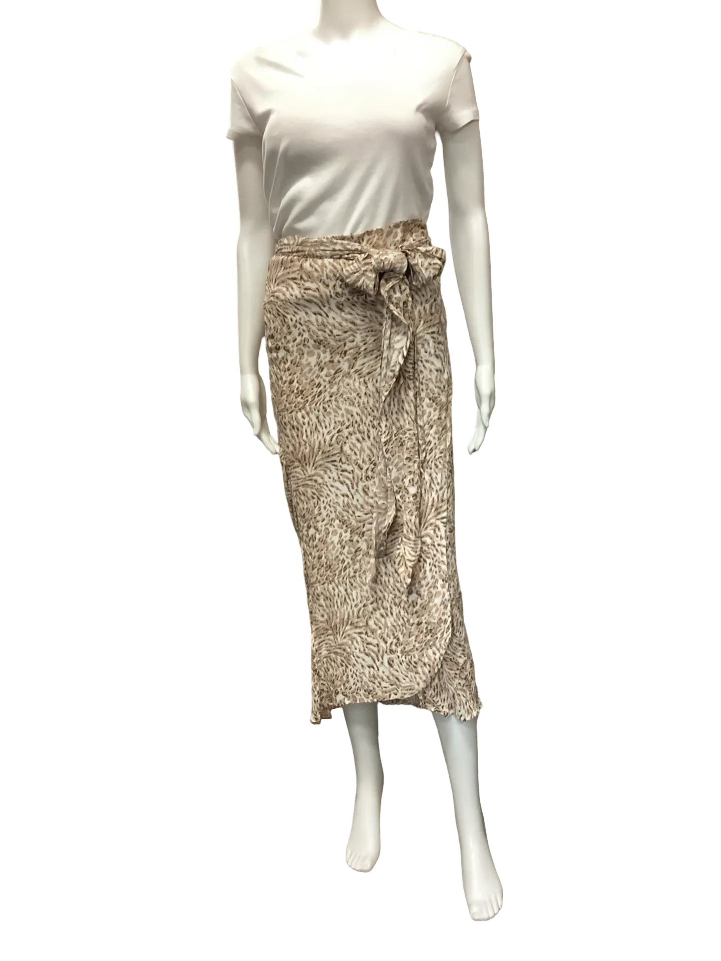 Lusana Marilyn Skirt Midi Length Wrap Animal Print W/Tags Size S