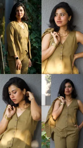 Olive Waist Coat 3pc Set