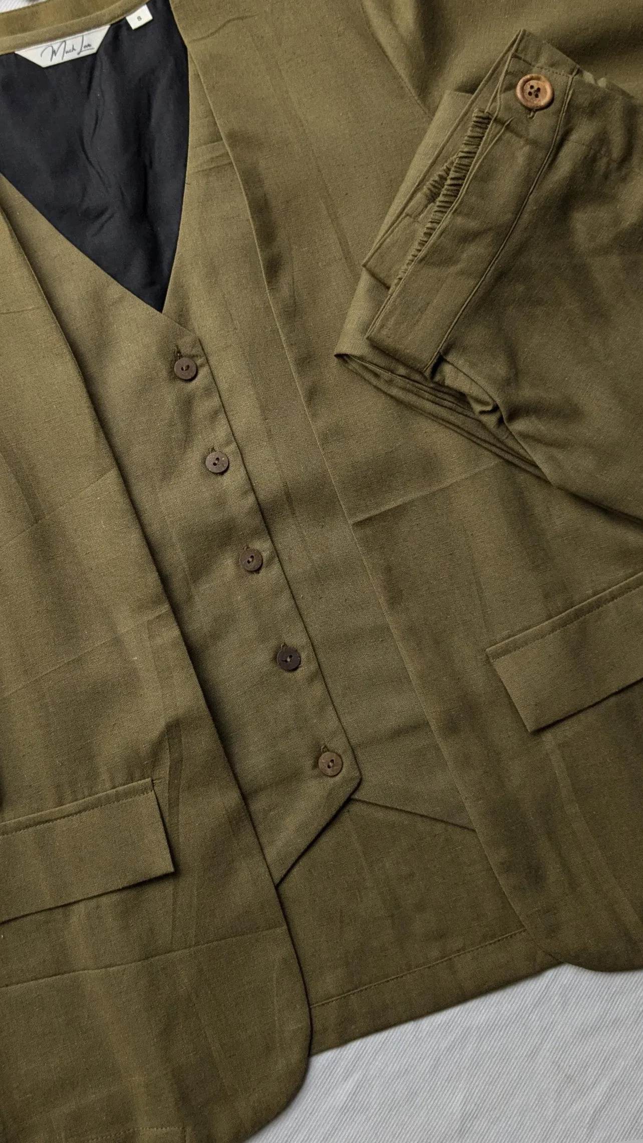 Olive Waist Coat 3pc Set