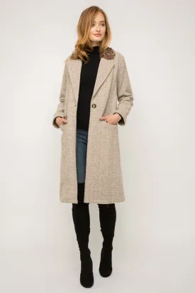 Shelby Leopard Fur Collar Coat