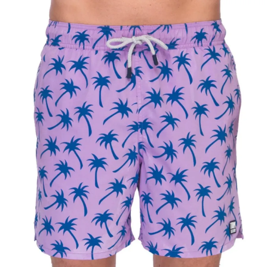 Tom & Teddy Mens Palms Swim Shorts PALLB - Lavender/Blue