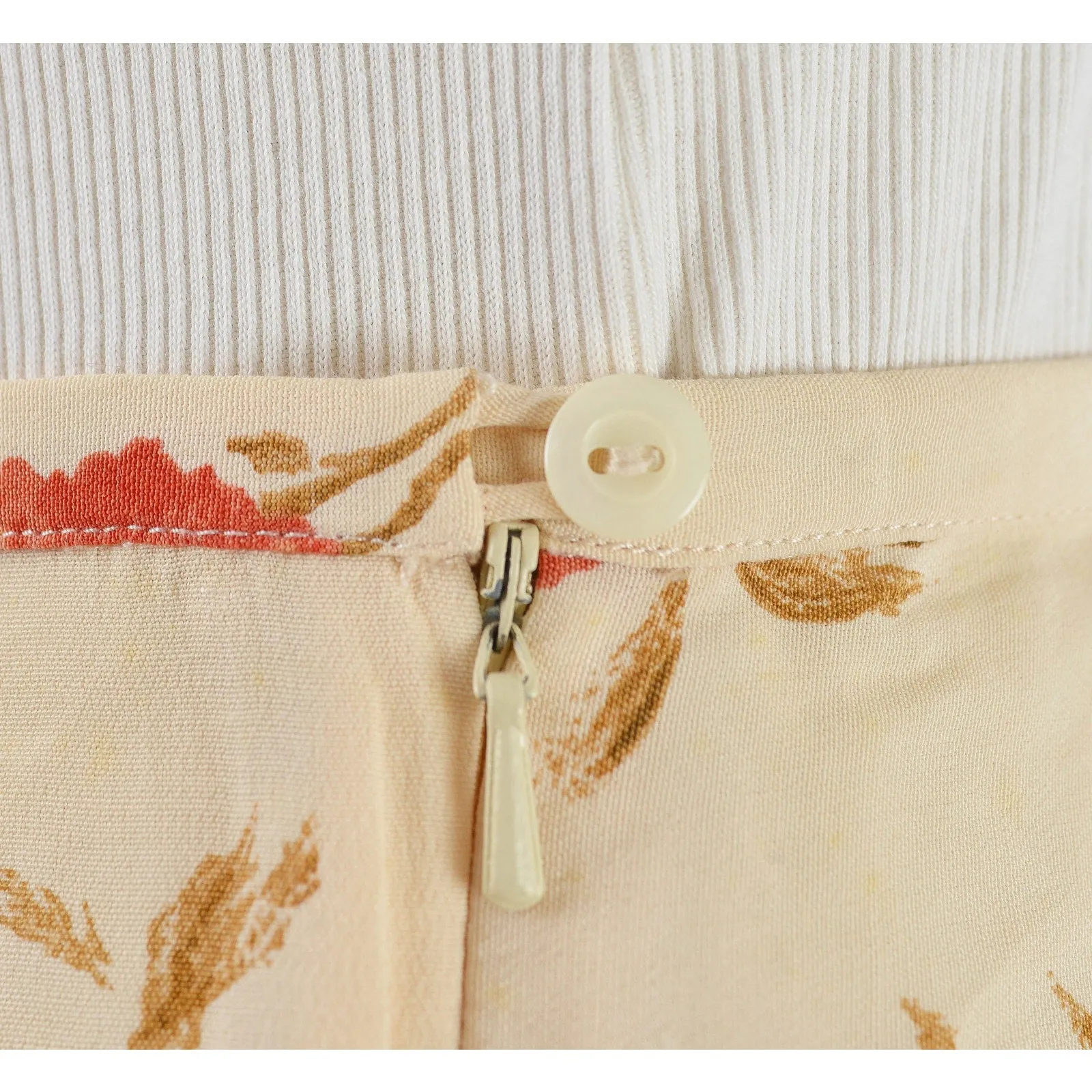 Vintage 90s Dark Cream Floral Eddie Bauer Full Skater Circle Mini Skirt size M