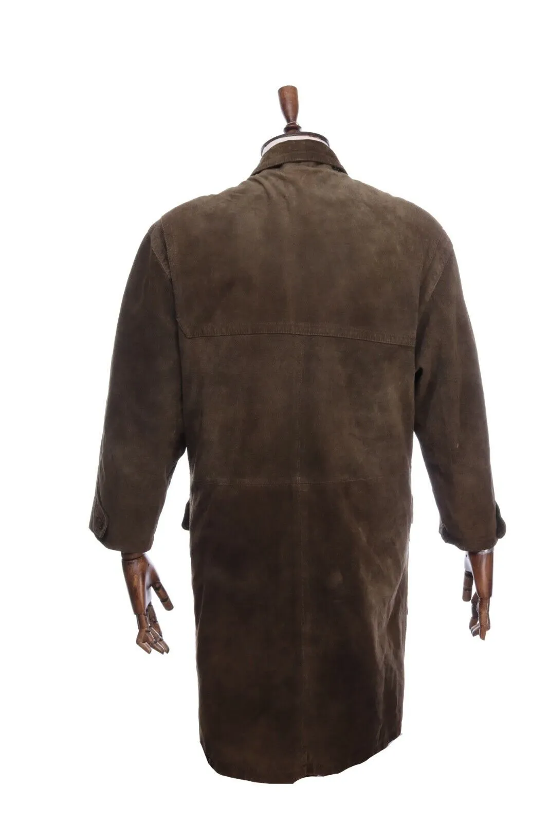Vintage BURBERRYS Dark Olive Leather Duffle Coat Jacket Size 52