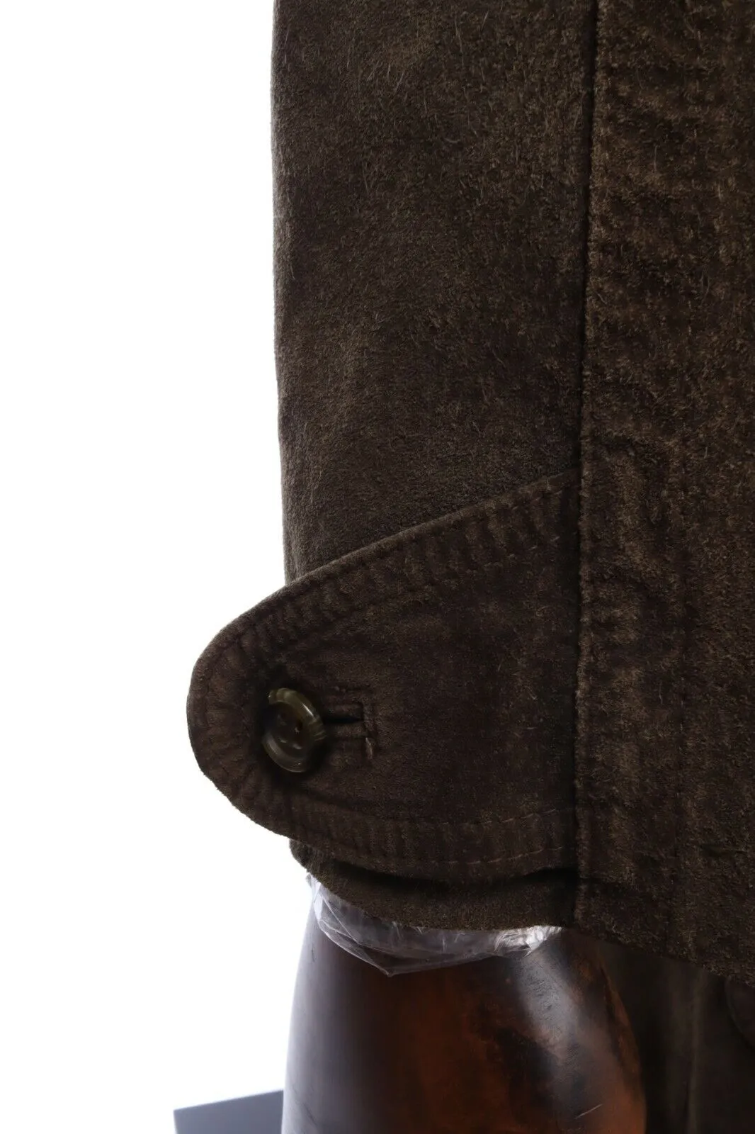 Vintage BURBERRYS Dark Olive Leather Duffle Coat Jacket Size 52
