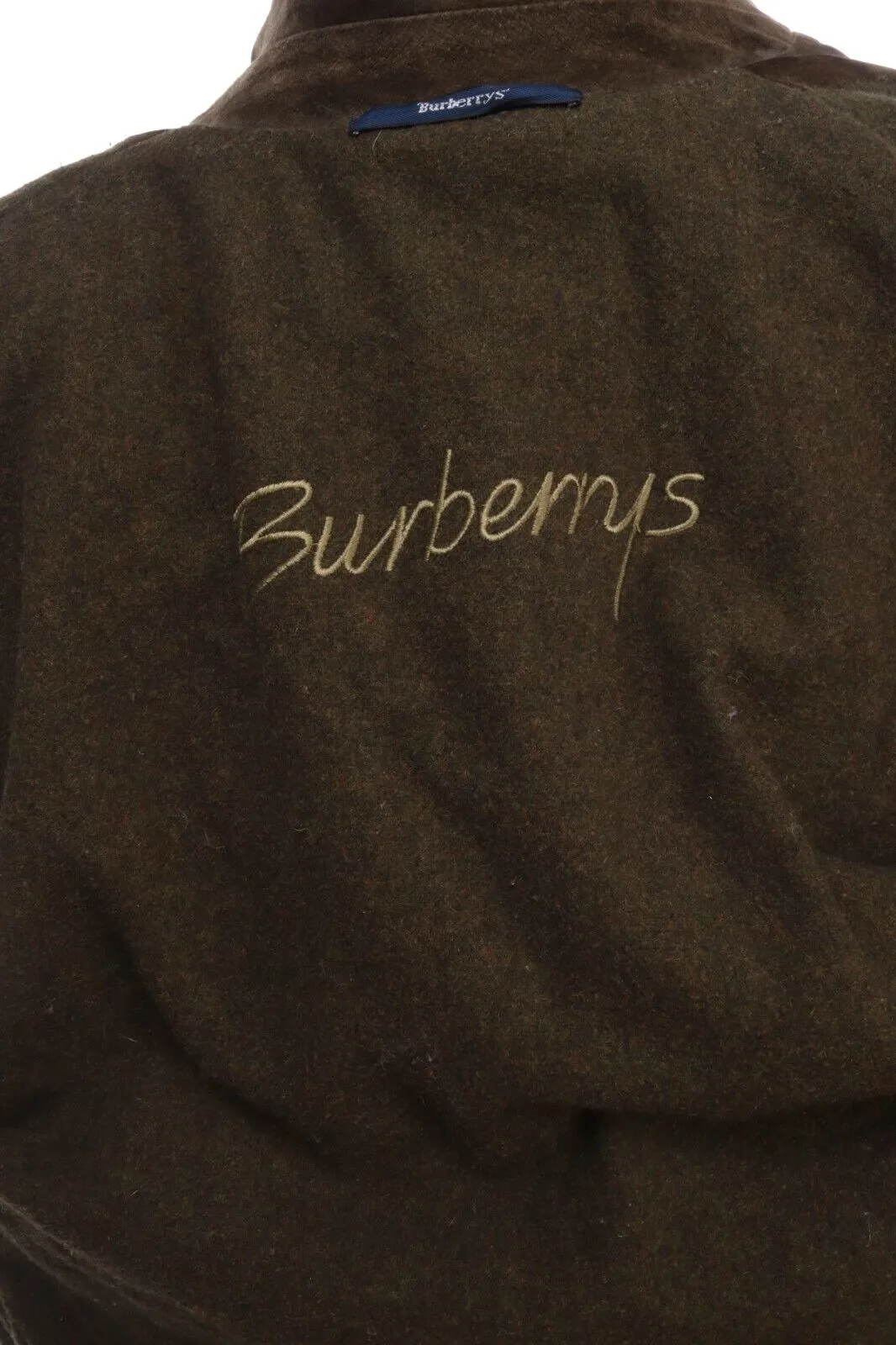 Vintage BURBERRYS Dark Olive Leather Duffle Coat Jacket Size 52